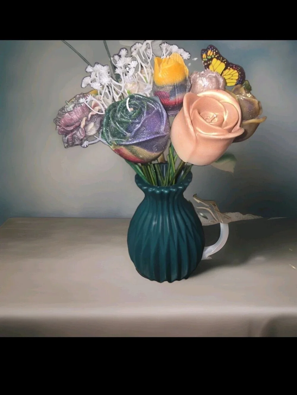 Stunning Realistic Dozen  Wax Candles Bouquet